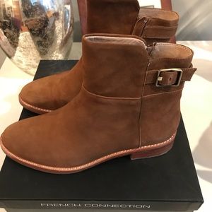 French Connection Tan Leather Ankle Boots